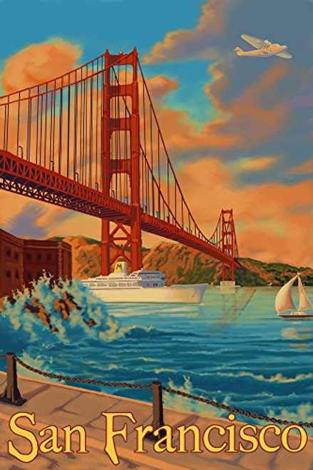 San Francisco, California - Golden Gate Bridge (9x12 Art Print, Wall Decor Travel Poster)