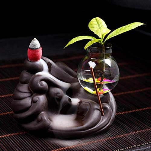 Risup Ceramic Backflow Incense Burner Incenser Holder Home Decor Aromatherapy Ornament+ 10 Cone Incense Free, Incense Stick Holder Incense Burner. (120x110mm) Risup Ceramic Backflow Incense Burner Incenser Holder Home Decor Aromatherapy Ornament+ 10 Cone Incense Free, Incense Stick Holder Incense Burner. (120x110mm)
