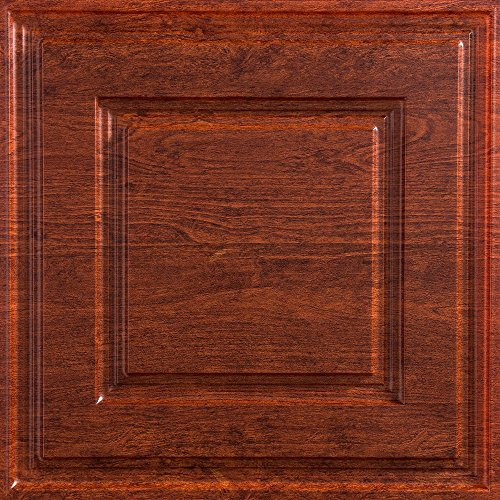 Fasade Easy Installation Raised Coffer Walnut Lay In Ceiling Tile - Ceiling Panel -2' x 2' Tile-