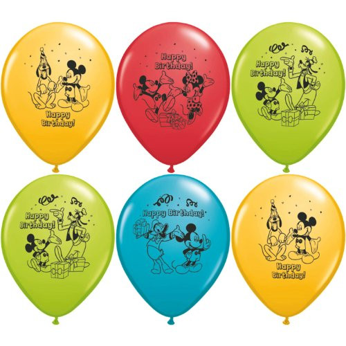 Qualatex 72419 Licensed Mickey Mouse Happy Birthday Latex Balloons Multicolored