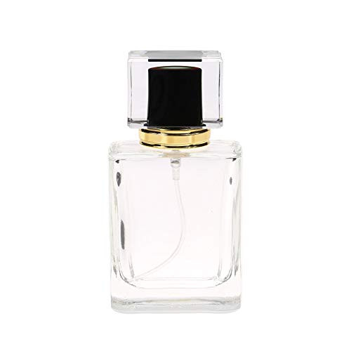 Portable Perfume Atomizer - 50ml Glass Empty Refillable Replacement Glass Perfume BottleTransparent Dropper Square Cologne Atomizer with Spray Applicator For Travel -Black- Portable Perfume Atomizer - 50ml Glass Empty Refillable Replacement Glass Perfume BottleTransparent Dropper Square Cologne Atomizer with Spray Applicator For Travel -Black-