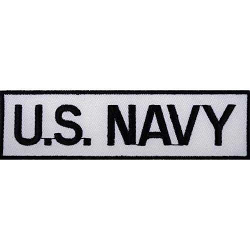United States Navy USN Tab Embroidered Sew On Patch White Letters