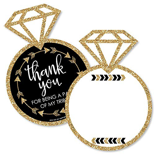 Bride Tribe - Shaped Thank You Cards - Bridal Shower or Bachelorette Party Thank You Note Cards with Envelopes - Set of 12