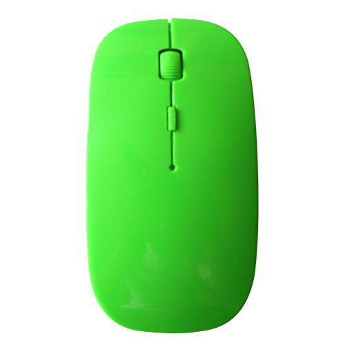 Ultra Thin Slim Mini 2.4GHz 1200 DPI USB Wireless Optical Mouse Mice Receiver for Computer PC Laptop -Green-