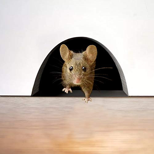 5PC Realistic 3D Mouse Hole Wall Sticker Mouse in A Hole Wall Decal Art Stickers Vinyl Home Decor for Living Room Nursery Bedroom Kids Room Wall Decoration -D-