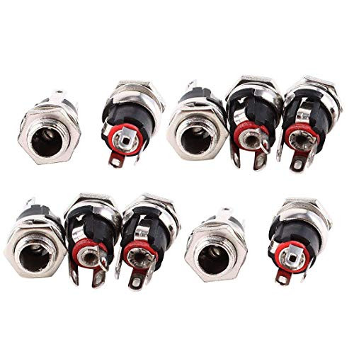 Aodesy 10Pcs 5.5mmx2.1mm DC Power Jack Socket Female Panel Mounting Connector 3 Terminal