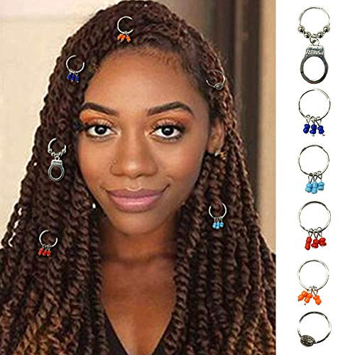 Formery Braid Hair Clips Silver Beads Dreadlock Charms Jewelry Hair Rings Accessories Hair Accessory for Women and Girls -Pack of 6- Formery Braid Hair Clips Silver Beads Dreadlock Charms Jewelry Hair Rings Accessories Hair Accessory for Women and Girls -Pack of 6-