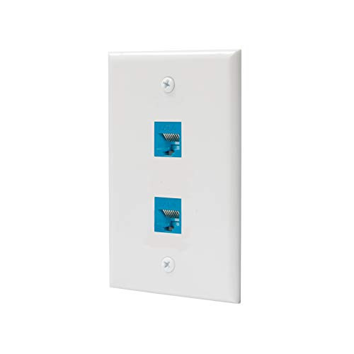 Ethernet Wall Plate Outlet 2 Port Cat6 RJ45 Keystone Wall Plate Jack Female to Female Faceplate