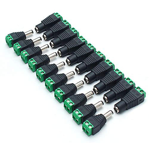 DC 12v 10Pairs Male plusFemale 2.1x5.5mm 12v DC Power Jack Plug Adapter Connector for LED Strip Light CCTV Camera