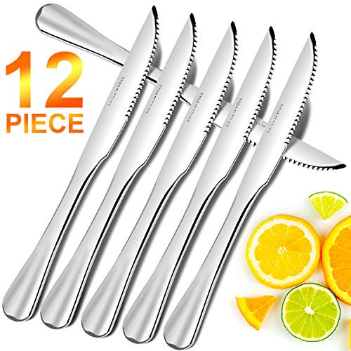 Steak Knives, Elegant Life Stainless Steel Steak Knife Set of 12, Dinner Knives for Home, Kitchen, Party, 9 Inch