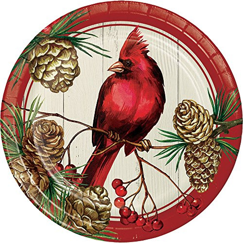 Creative Converting 8-Count Sturdy Style Dessert-Small Paper Plates Winter Cardinal