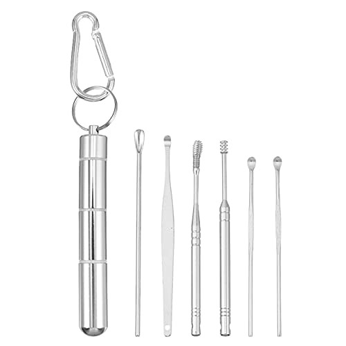 Healifty Ear Pick Earwax Removal Kit 7pcs Ear Cleansing Tool Set Ear Curette Ear Wax Remover Tool with a Storage Box Silver