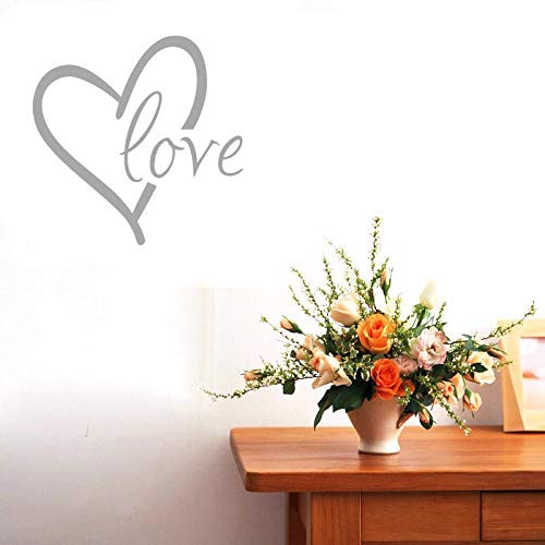 BIBITIME 16.93" x 16.93" Grey Heart Love Wall Sticker Vinyl Decal for Kids Room Baby Infants Toddlers Nursery Decor Children Bedroom PVC Murals