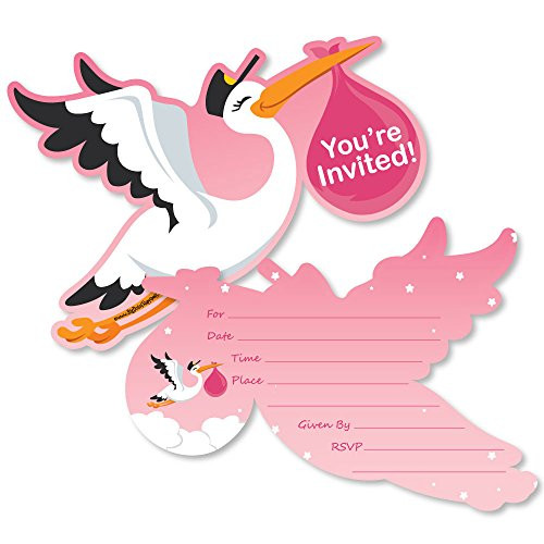 Girl Special Delivery - Shaped Fill-in Invitations - Pink It's A Girl Stork Baby Shower Invitation Cards with Envelopes - Set of 12 Girl Special Delivery - Shaped Fill-in Invitations - Pink It's A Girl Stork Baby Shower Invitation Cards with Envelopes - Set of 12