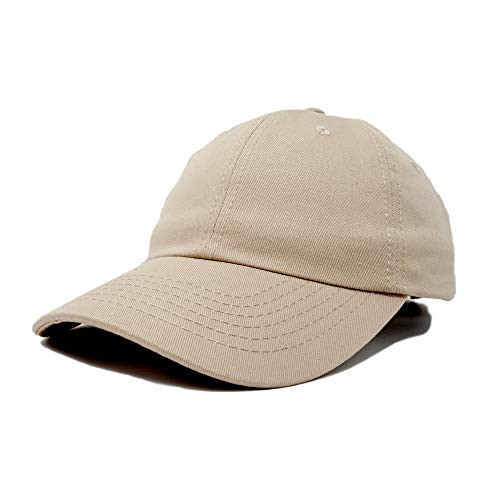 Dalix Unisex Unstructured Cotton Cap Adjustable Plain Hat Khaki