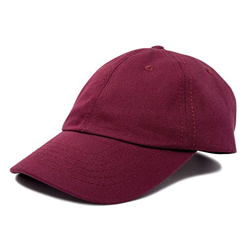 DALIX Unisex Youth Childrens Cotton Cap Adjustable Plain Hat - Unstructured -Maroon-