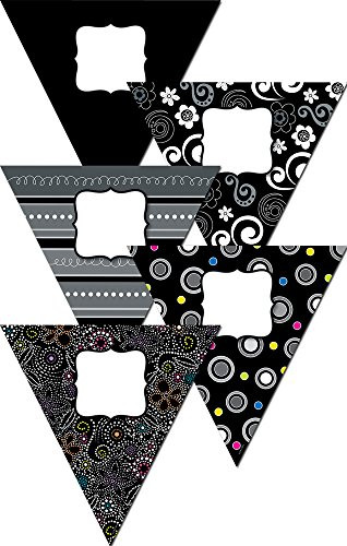 Creative Teaching Press 10-Inch Jumbo Designer Cut-Outs BW Pennants -5979-