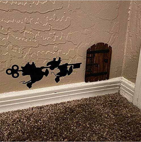 Flexmus 3D Mouse Hole Skirting Board Stickers PVC Removable Wall Stencils Funny Mouse Wallpaper Mice Skirting Board Decal Children's Room Wall DéCor Cartoon Cute Mice Murals