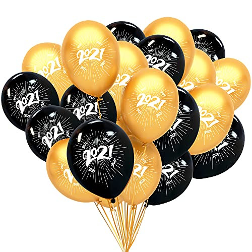 Black and Gold 2021 Balloons Latex - Pack of 50 Black and Gold Graduation Latex Balloons - Graduation Decorations 2021 - Class of 2021 Balloons - 2021 Senior Balloons 2021 Graduation Balloons