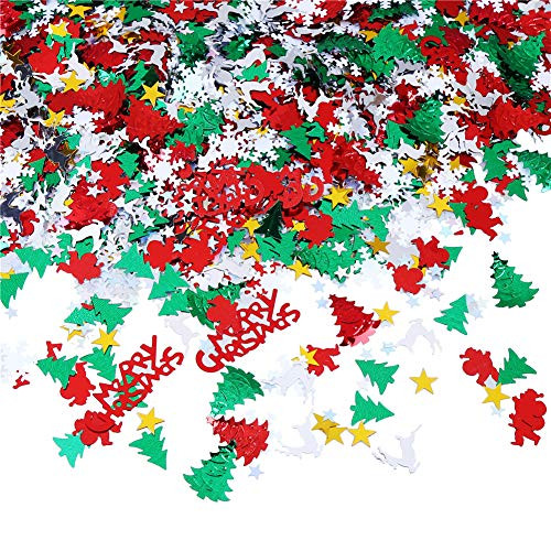 Merry Christmas Party Confetti 100g-4800 Pieces Christmas Confetti Sequins Table Confetti New Years Eve Celebration Wedding Santa Xmas Party Sprinkles Confetti Decoration Set