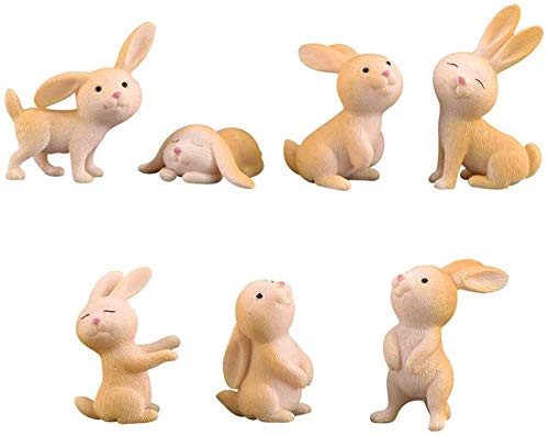 Easter Bunny Cake TopperEaster Rabbit Figurine for Kids Rabbit Fairy Garden Miniature Figurines Collection Playset for Christmas Birthday Gift Desk Decorations Decorations