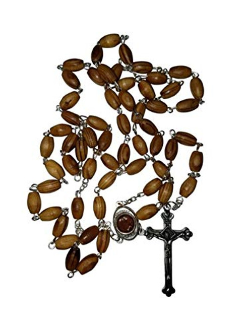 JERUSALEM Holy SOIL Olive Wood Christian Rosary Silver Crucifix JERUSALEM Holy SOIL Olive Wood Christian Rosary Silver Crucifix