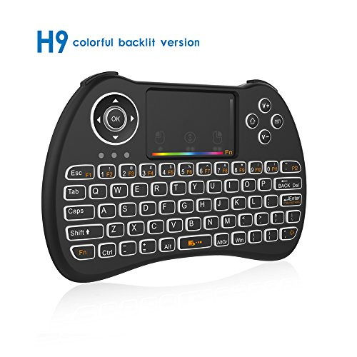 WESOPRO Mini Wireless Keyboard and Touchpad Mouse Combo with Colorful Backlit, H9C 2.4Ghz Colorful Backlit Handle Control for Android TV Box, Windows PC, HTPC, IPTV, Raspberry Pi, Xbox 360, PS3, PS4