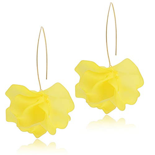 D.Rosse Boho Rose Petal Dangle Resin Earrings - Long Drop Acrylic Tiered Flower Earrings - Statement Exaggerated Floral Tassel Earrings for Women and Girls -Yellow- D.Rosse Boho Rose Petal Dangle Resin Earrings - Long Drop Acrylic Tiered Flower Earrings - Statement Exaggerated Floral Tassel Earrings for Women and Girls -Yellow-