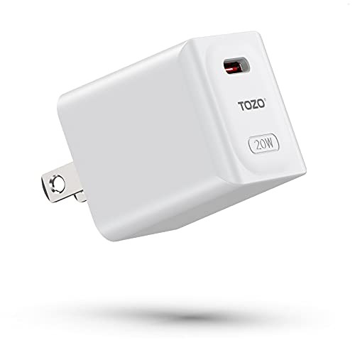 TOZO C1 USB C Charger 20W PD Power Adapter Fast Wall Charger Ultra-Compact Type C Charger Compatible with iPhone 12-12 Pro-12 Pro Max-11iPad ProSamsung Galaxy and More White-Cable not Included-
