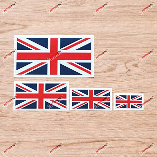 UK British Flag Union Jack Britain Vinyl Decal Sticker - 4 Pack Reflective 2 Inches 3 Inches 4 Inches 6 Inches - for Phone Car Laptop Window
