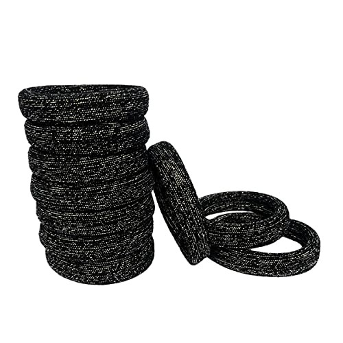 10 PCS Black Glittering Hair Elestics Seamless Hair Ties Band for Women Hair Ring Hair Rope Elastic Rubber Bands Hair Accessoriess Stretchable Ponytail Holders for Medium and Thick Hair 10 PCS Black Glittering Hair Elestics Seamless Hair Ties Band for Women Hair Ring Hair Rope Elastic Rubber Bands Hair Accessoriess Stretchable Ponytail Holders for Medium and Thick Hair