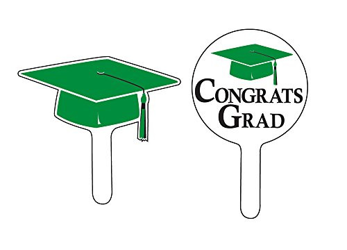 Creative Converting 24 Count Graduation Cap-Congrats Grad Cupcake Picks Green