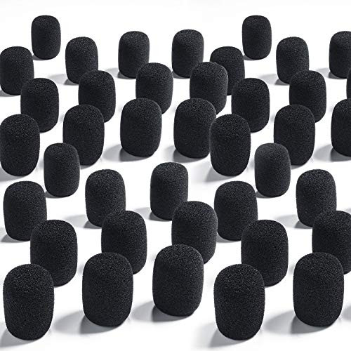 50 Pieces Foam Microphone Windscreen Mic Covers Foam Protection for Small Lapel and Headset Microphones Black