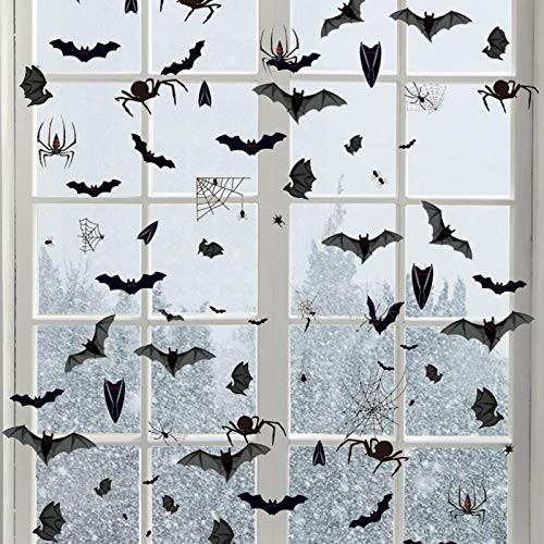 68 PCS Halloween Window Clings Shellvcase Spooky Black Bats Spiders Webs Halloween Window Decal Stickers Spooky Halloween Stickers Decals for Windows Glass Walls Halloween Party Decoration 4 Sheets 68 PCS Halloween Window Clings Shellvcase Spooky Black Bats Spiders Webs Halloween Window Decal Stickers Spooky Halloween Stickers Decals for Windows Glass Walls Halloween Party Decoration 4 Sheets