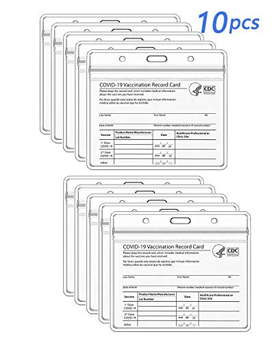 HEYGOO 10 Pack 4 x 3in CDC Vaccination Card Holder Waterproof Vaccine Card Protector Extra Thick Clear Immunization Record Card Holder with Resealable Zip Type