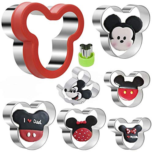KAISHANE Mickey Mouse Cookie Cutter SetStainless Steel Sandwich Cutter Set Mickey Mouse Cookie Vegetable Fruit Cutter Biscuit Mold for Baking