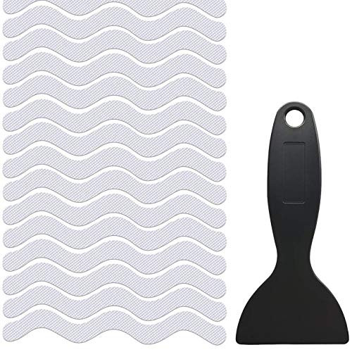 LotCow 24 Pcs Bathtub Non Slip Stickers Safety Bathtub Strips Adhesive Decals with Premium Scraper for Slippery Tubs Bathroom Shower Room Floor Stairs