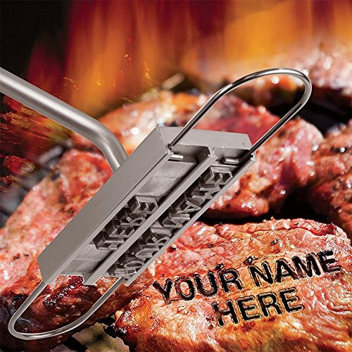 Ian Enterprises BBQ Branding Iron with Changeable Letters Personalized Meat Barbecue Steak Names Press Tool Outdoor Grilling (Letters-Silver)