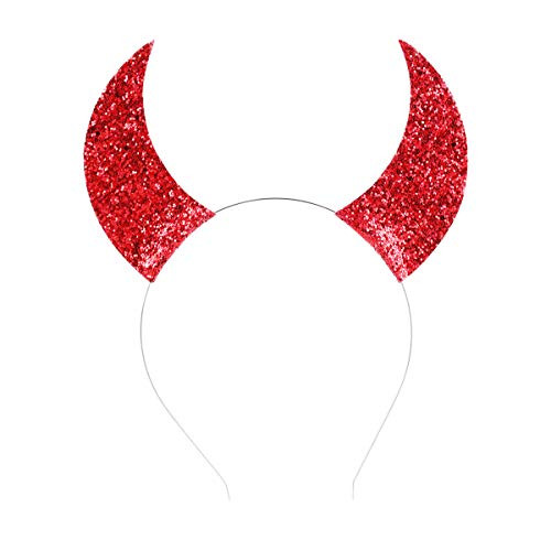 Love Fairy Halloween Sequins Devil Horns Headband Cosplay Masquerade Props Holiday Party Headband -Red-