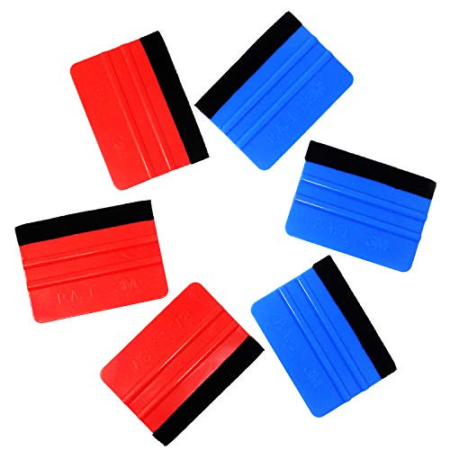 Honbay 6PCS Plastic Felt Edge Squeegee Plastic Scraper Decal Applicator Car Wrapping Tool Kits for Car Vinyl Wrap Window Tint Wallpaper Decal Sticker Installation