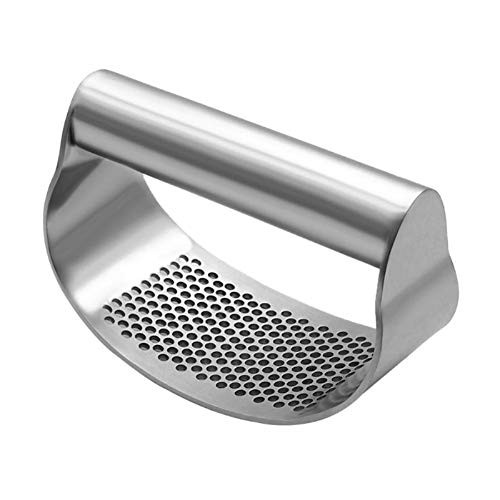 Garlic Press Rocker Stainless Steel Garlic Crusher Manual Garlic Mincer Ginger Press Squeezer Ginger Garlic Masher for Home Kitchen