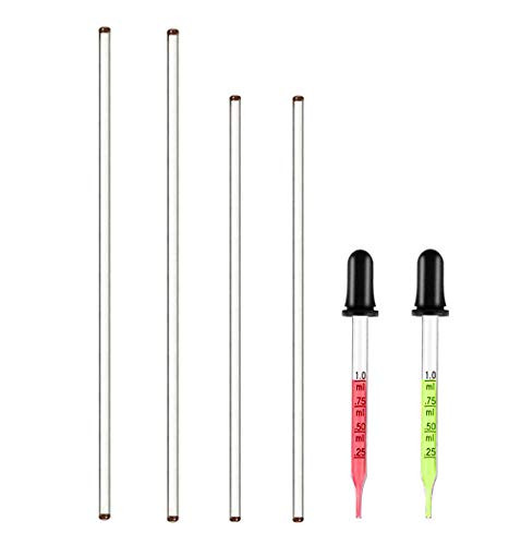4PCS Glass Stir Sticks Lab Glass Stirring Rod 8"X2 10"X2 with Both Ends Round and 2PCS Glass Graduated Droppers 4"X2 for Science Lab Kitchen Science Education -6-