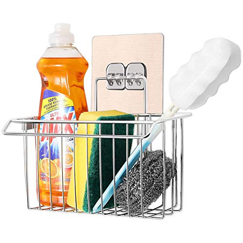 Kitchen Sink Caddy Organizer SUS304 Stainless Steel Dish Sponge Holder Caddy for Kitchen Sink Adhesive Sink Holder for Brush and Sponge Rustproof-No Drilling Sponge HolderSize 7.5X 4.3x3.5in Kitchen Sink Caddy Organizer SUS304 Stainless Steel Dish Sponge Holder Caddy for Kitchen Sink Adhesive Sink Holder for Brush and Sponge Rustproof-No Drilling Sponge HolderSize 7.5X 4.3x3.5in