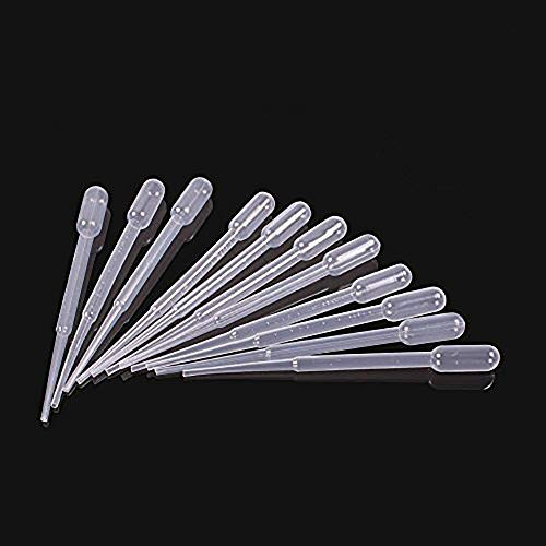 GLE2016 Clear White Plastic Liquid Dropper Pasteur Disposable Graduated Transfer Pipettes Pipetting 2ML -100 Pack-
