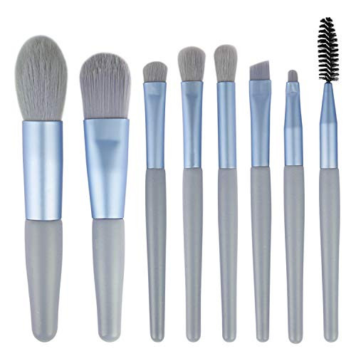 Portable Makeup Brush Set - Foundation Powder Blush Concealer Contour BrushesFor Liquid Cream or Mineral Products - 8 Pc Collection With Premium Synthetic Bristles For Eye and Face Cosmetic -Green-