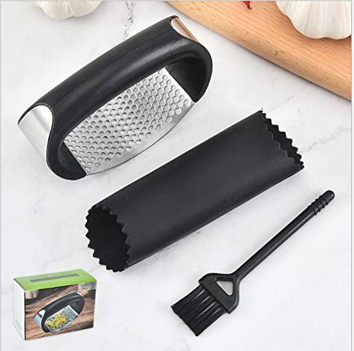 Stainless Steel Garlic Press Rocker Set - Premium Garlic Mincer With Silicone Peeler and Scraper Handle Rocker Garlic Crusher Squeezer Slicer Mincer Chopper Stainless Steel Garlic Press Rocker Set - Premium Garlic Mincer With Silicone Peeler and Scraper Handle Rocker Garlic Crusher Squeezer Slicer Mincer Chopper