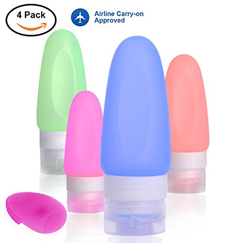 4 Pack Travel Bottles Refillable Leak-proof Silicone Travel Containers w-Cosmetic Brush TSA Approved Portable Squeezable Cosmetic Toiletry Containers3.0 oz Travel Tube Sets for Shampoo Lotion 4 Pack Travel Bottles Refillable Leak-proof Silicone Travel Containers w-Cosmetic Brush TSA Approved Portable Squeezable Cosmetic Toiletry Containers3.0 oz Travel Tube Sets for Shampoo Lotion