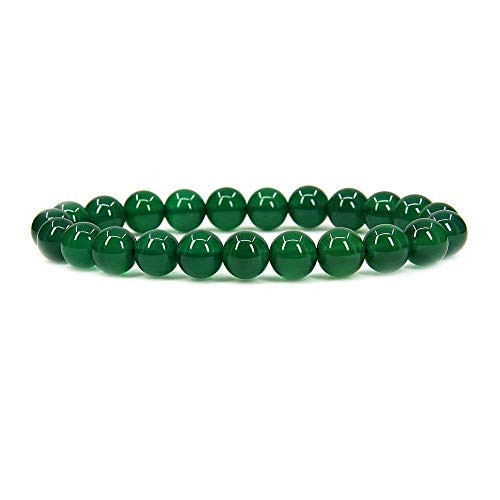Angelstones Green Agate Gemstone 8mm Round Beads Stretch Bracelet 7 Inch Unisex Angelstones Green Agate Gemstone 8mm Round Beads Stretch Bracelet 7 Inch Unisex