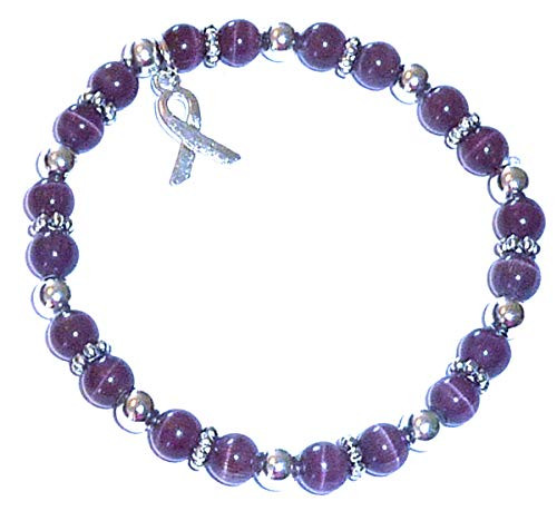 Hidden Hollow Beads Cancer Awareness 6mm Beaded Stretch Bracelet Adult Size Comes Packaged -Pancreatic Cancer - Dark Purple- Hidden Hollow Beads Cancer Awareness 6mm Beaded Stretch Bracelet Adult Size Comes Packaged -Pancreatic Cancer - Dark Purple-