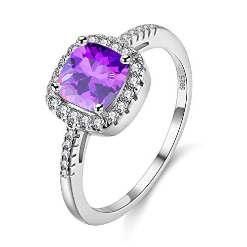 Uloveido Platinum Plated Cushion Cut Cubic Zirconia Wedding Engagement Rings for Women Square Ring Gift for Graduation -Purple Size 7- Y3100 Uloveido Platinum Plated Cushion Cut Cubic Zirconia Wedding Engagement Rings for Women Square Ring Gift for Graduation -Purple Size 7- Y3100